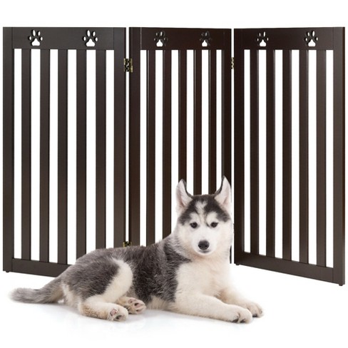 Costway 36 Folding Wooden Freestanding Pet Gate Dog Gate W 360 Flexible Hinge White espresso Target