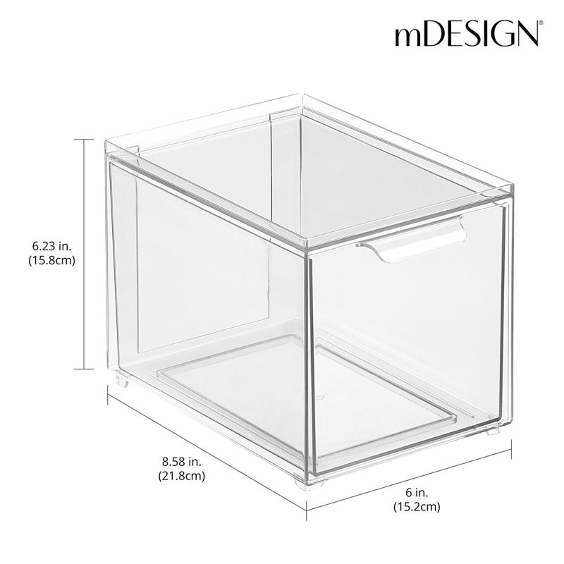 mDesign Stackable Plastic Storage Closet Bin Boxes with Pull-Out Drawers, 4 of 9