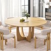 PexFix 59" x 59" Solid Wood Farmhouse Dining Table Round Wood Top with Arched Cross Legs for Modern Dining Rooms & Family Gatherings Natural - 3 of 4