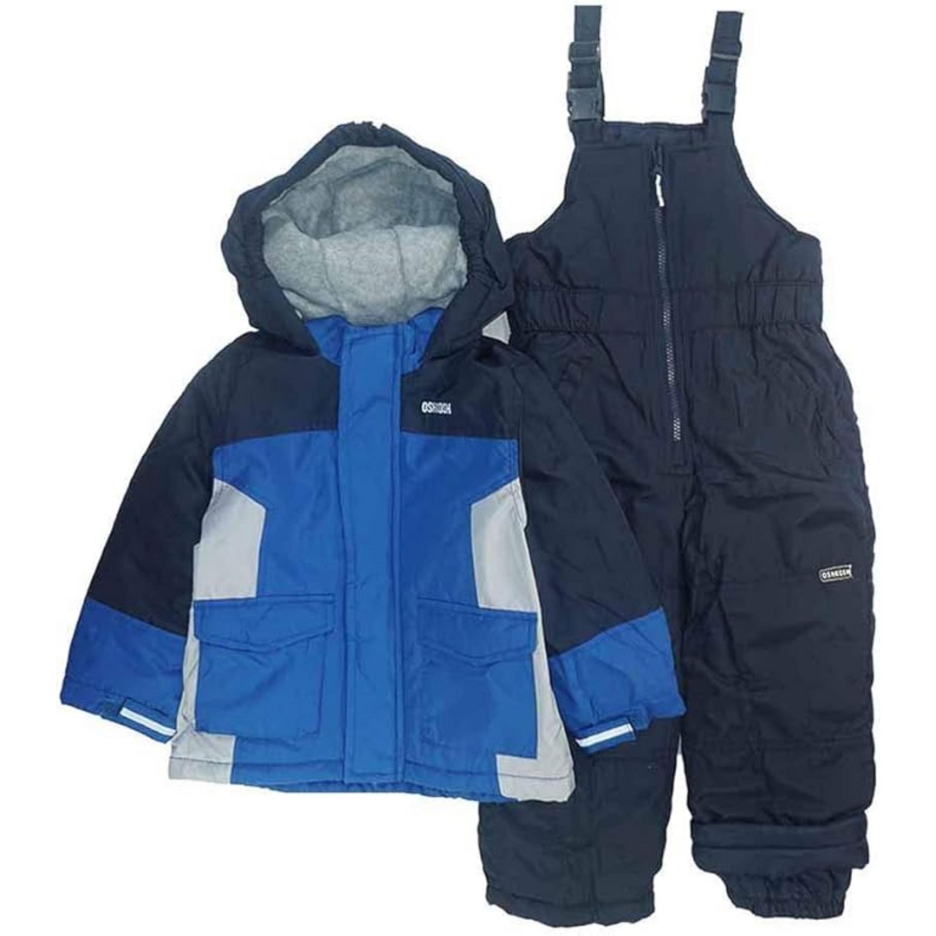 OshKosh B'Gosh Little Boys' Heavyweight Coat and Snowbib Snowsuit Set, Blue/Navy/Gray, 5/6