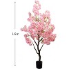4.9ft/5.9ft Tall Artificial Cherry Blossom Tree, Decorative Faux Cherry Blossom Silk Tree in Pot, Home Indoor Corner Decor for Wedding Party Decor - 2 of 4