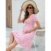 Clearlove Women's Chicken Heart Neck Short Sleeve Printed Comfortable Stylish Maternity Crop Dress - 4 of 4