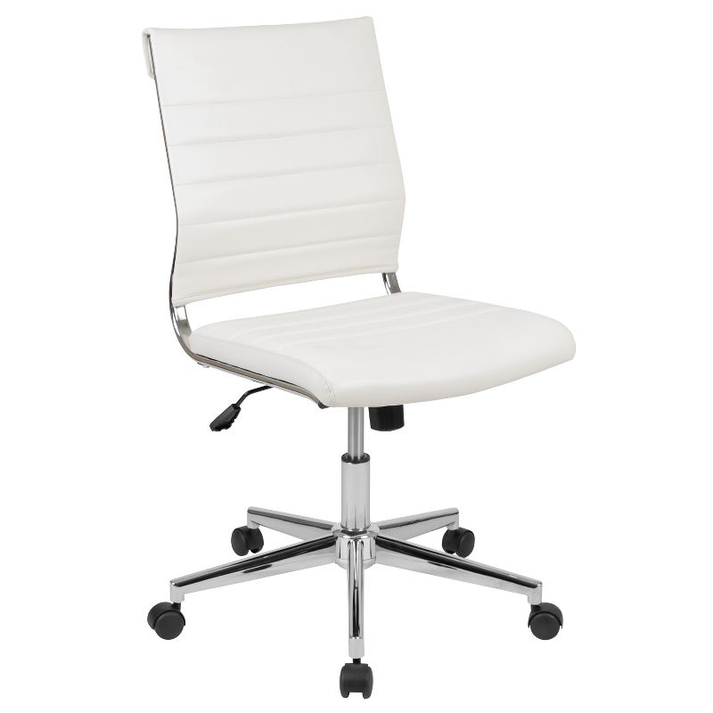 Merrick Lane Ergonomic Swivel Office Chair Ribbed Back and Seat Mid-Back Armless Computer Desk Chair with Metal Base, 1 of 19