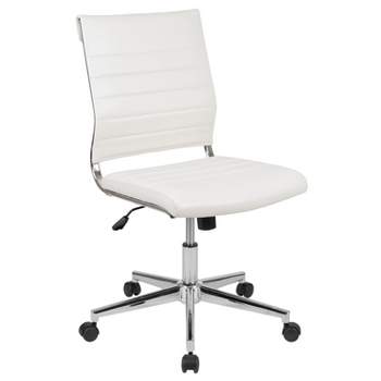 Merrick Lane Ergonomic Swivel Office Chair Ribbed Back and Seat Mid-Back Armless Computer Desk Chair with Metal Base