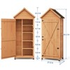 Outdoor Wooden Storage Shed, Vertical Tool Storage House with Shelves, Large Garden Tools Shed with Lockable Door for Backyard Garden Patio - 3 of 4