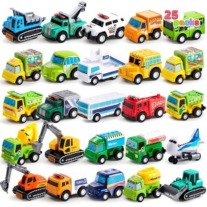 SYNCFUN 25Pcs Pull Back Cars and Trucks Toy Vehicles Set for Toddlers Girls Boys Kids Play Set, Die-Cast Car Set Party Favors, Stocking Stuffers - 1 of 4