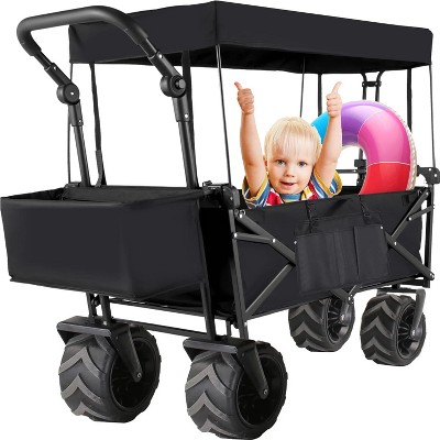 Musment 350 lbs Capacity Collapsible Wagon with All-Terrain Wheels for Grocery ,Garden,Shopping, Camping, Beach
