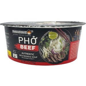 Pho, Beef, Pholicious Authentic Instant Pho , Vietnamese Rice Noodle Soup, 4 pack / 3.6 Ounce Bowls, Ramen Alternative & Fresh Ingredients - 1 of 4