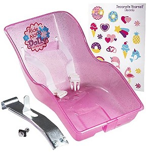 SCS Direct Doll Bike Seat (Pink Glitter) with Decorate Yourself Decals - Fits Virtually All Kids Bikes Easily - for American Girl and 18" Dolls and Stuffed Animals - 1 of 1