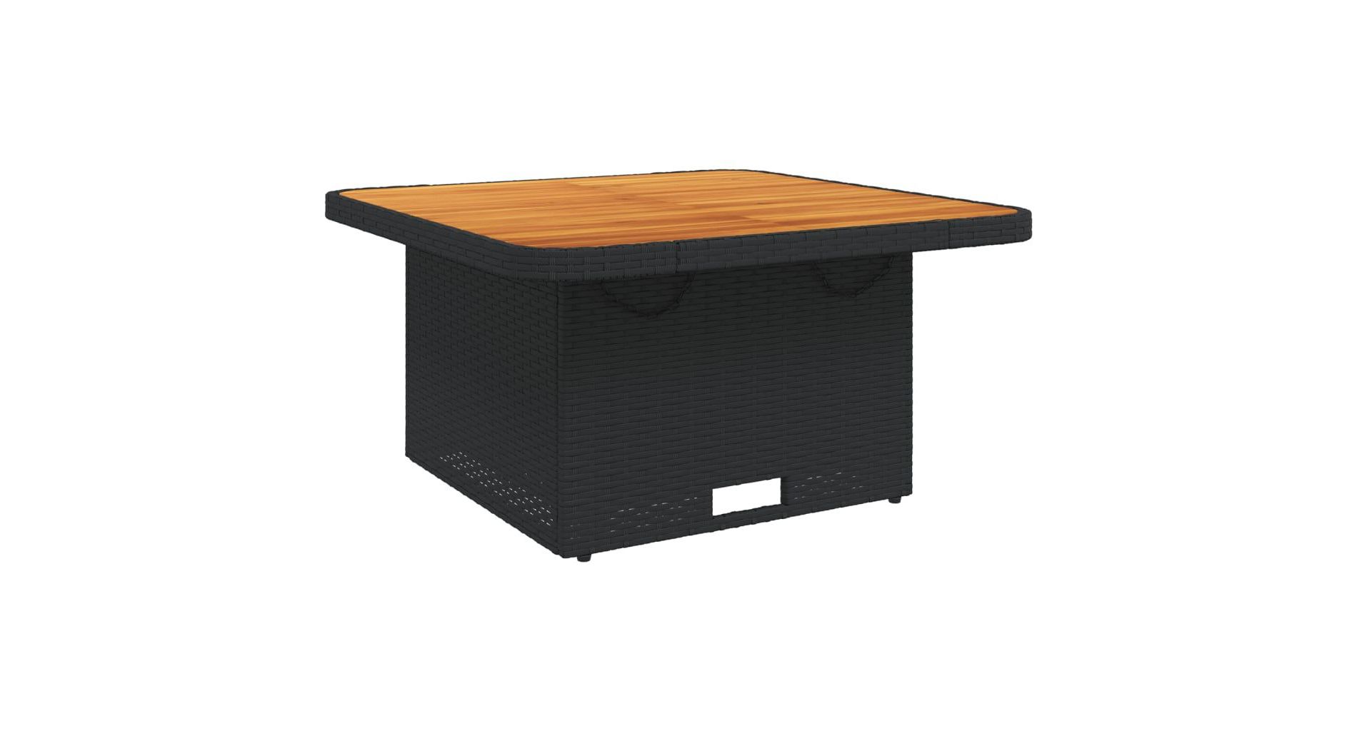 vidaXL Patio Table Black 31.5"x31.5"x28" Poly Rattan and Acacia Wood