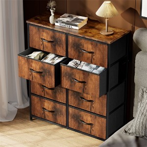 Resenkos 8 Drawer Dresser Fabric Storage Tower, Chest of Drawers for Bedroom, Sturdy Steel Frame, Wooden Top Brown - 1 of 4