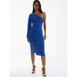 QUIZ Women's Royal Blue One Shoulder Ruched Dress