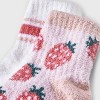 Women's Strawberries 2pk Cozy Quarter Crew Socks - Pink/White 4-10 - 3 of 3