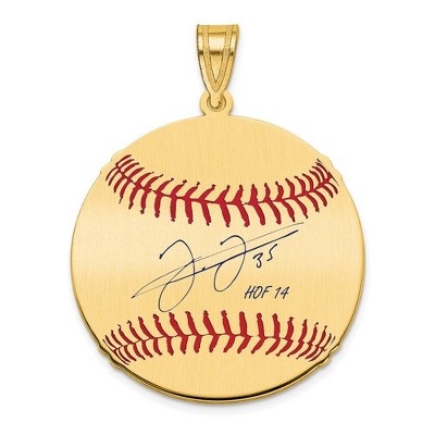 Black Bow Jewelry 14K Gold Plated Frank Thomas Signature MD Enamel Baseball Pendant