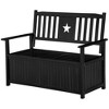 Outsunny Outdoor Wooden Storage Bench Deck Box, Wood Patio Furniture, 43 Gallon Pool Storage Bin Container with Cloth, Backrest, Armrests, Star, Black - 4 of 4