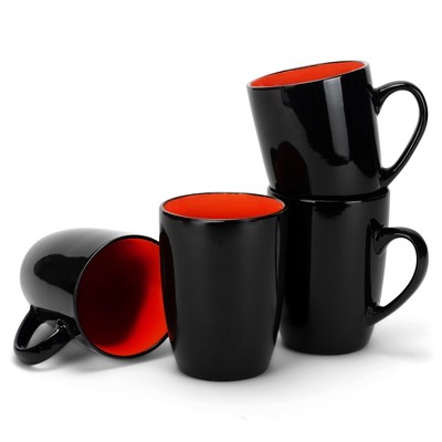 Elanze Designs Set 4 Tazze In Ceramica Color Pop – Rosse, Arancioni, Gialle, 460 Ml, Lavabili In Microonde