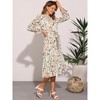 INSPIRE CHIC Women's Floral Mock Neck Long Sleeve Elastic Waist Flowy Midi Dress - 4 of 4