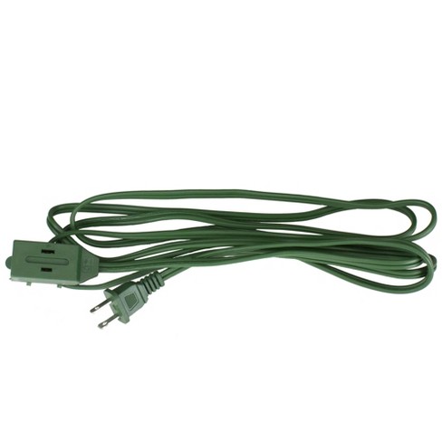15' Green Indoor Extension Power Cord with 3-Outlets and Safety Lock