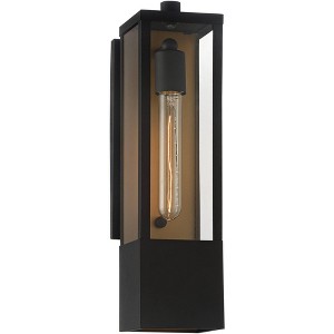 Possini Euro Design Berk Modern Wall Light Sconce Textured Black Gold Hardwire 4" Fixture Clear Glass for Bedroom Bathroom Vanity Reading Living Room - 1 of 4