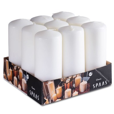 Spaas 6-Inch Pillar Candles - 6" x 2.3" - 45 Hour Long Burning - 9 Pack