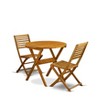 East West Furniture 3-Piece Folding Patio Set Contains a Folding Patio Table & 2 Outdoor Bistro Chairs Suitable for Garden, Terrace, Bistro, & Porch - 3 of 4