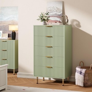 Zstar 47" Tall Fluted 5 Drawer Dresser for Bedroom, Deep Drawers - 1 of 4