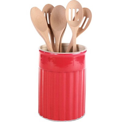 Stoneware Crock Utensil Holder Cream/clay - Hearth & Hand™ With Magnolia :  Target