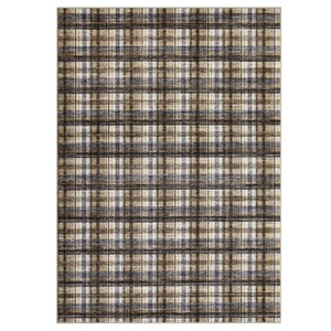 Indoor Modern Geometric Checkered Non Slip Area Rugs, Low Pile Non Slip Floor Carpet for Home Office - 1 of 4