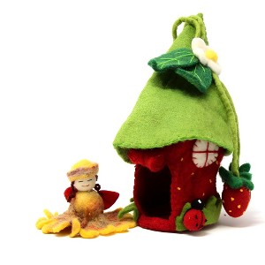 Slickblue Hand-Felted Tiny Dream House with Flower Fairy – 11-Inch Tall Storage for Fairies and Treasure - 1 of 3