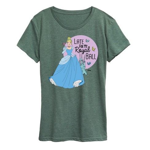 Women's Disney Princess Late For My Ball Short Sleeve Graphic T-Shirt - Heather Juniper - Small - image 1 of 4