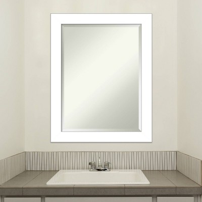 White Rectangular Framed Bathroom Vanity Mirror