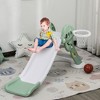 Qaba Lightweight Kids Slide, Basketball Hoop, Activity Freestanding Playset for Ages 1-4 Years, Green - 2 of 4