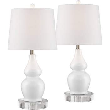 360 Lighting Jane Modern Double Gourd Table Lamps Set of 2 with Round Riser 26 1/2" High Ceramic White Drum Shade for Bedroom Living Room Bedside Kids