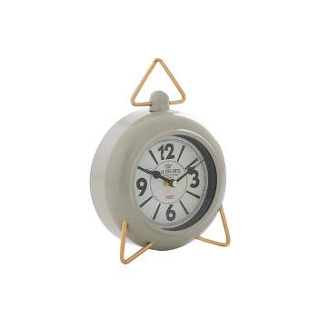 9"x6" Metal Clock with Gold Accents Gray - Olivia & May
