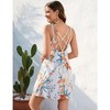 Floral Slip Dress for Women Summer Casual Crisscross Backless Mini Dress A Line Spaghetti Straps Beach Cami Sundress - 4 of 4
