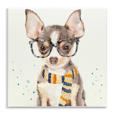 Stupell Industries Hipster Chihuahua Puppy Watercolor, 12" x 12"