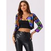 Allegra K Women's Sequin Sparkly Party 3/4 Sleeve Open Front Crop Bolero Shrug - 2 of 4