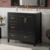 Lyngins 36" Freestanding Bathroom Vanity with Resin Sink, Bathroom Storage Cabinet with Soft-Close 2-Door + 4 Drawers, Gold Handles, Open Back - 2 of 4