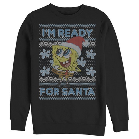 Men S Spongebob Squarepants Ugly Christmas Ready Santa Sweatshirt Target