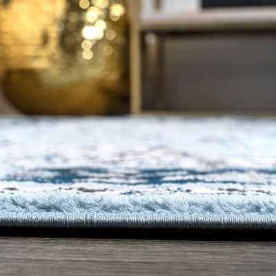 Blue Medallion Synthetic Reversible Runner Rug