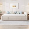 MAYEERTY Full Size L-Shaped Upholstered Daybed, Twin Pop Up Trundle, Bedroom, Beige - 3 of 4