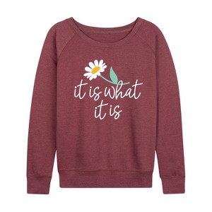 Women's - Instant Message - It Is What It Is Lightweight French Terry Wide Neck Long Sleeve Shirt - 1 of 4