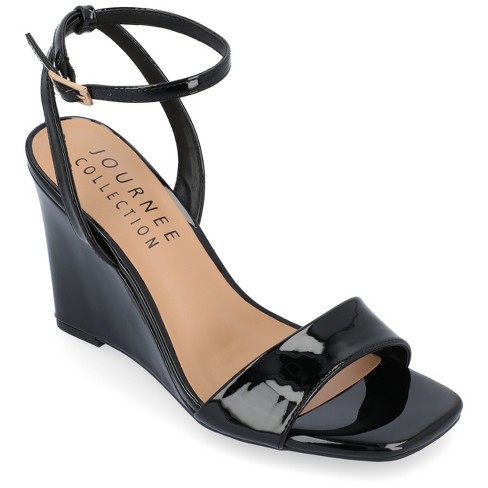 Black patent clearance leather wedge sandals