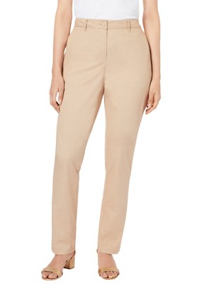 Jessica London Women's Plus Size Casual Stretch Straight Leg Chino Pants -  12 W, New Khaki Beige