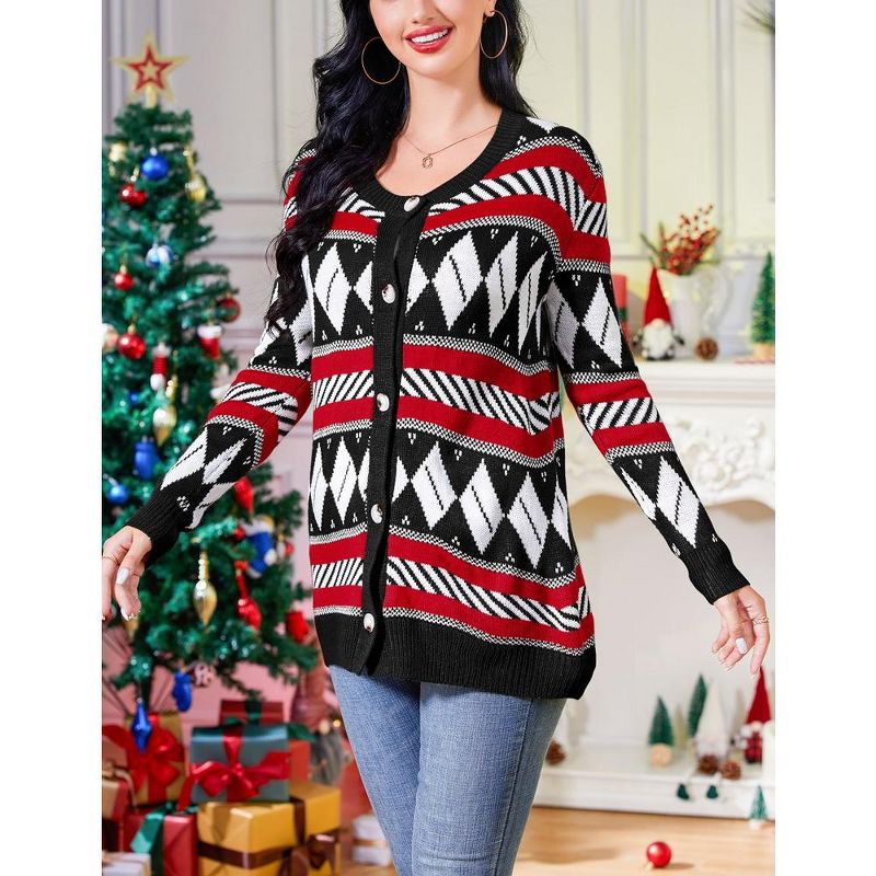 Whizmax Women's Ugly Christmas Sweater Open Front Caidigans Knitted Long Sleeve Sweaters Cardigan, 5 of 8
