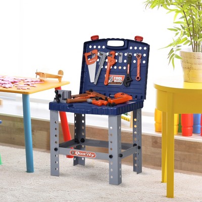 Hachikiko 68PCS Kids Tool Bench ¨C Foldable Pretend Workbench with Electric Drill, 3-in-1 Workshop Playset for Toddlers Ages 3-6 (Multicolor)