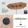Home Zone Living 15x9 Ft Double Head Patio Umbrella with Base, 36 LED Lights, Sand Bags, UV Resistant & Waterproof, 213 LBS Total Weight, Beige Tan - 2 of 4