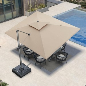 PURPLE LEAF Outdoor Cantilever Umbrellas with Base Large Patio Umbrella Offset Umbrella 360 Degree Rotation - 1 of 4