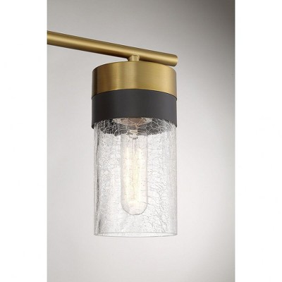 Warm Brass and Black 3-Light Crackled Glass Vanity Light