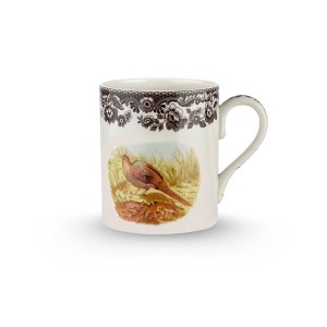 Spode Woodland Pheasant 16 oz Mug - Fine Porcelain Rustic Drinkware with Historic Brown Floral Border, Microwave, Oven, Freezer & Dishwasher Safe - 1 of 4